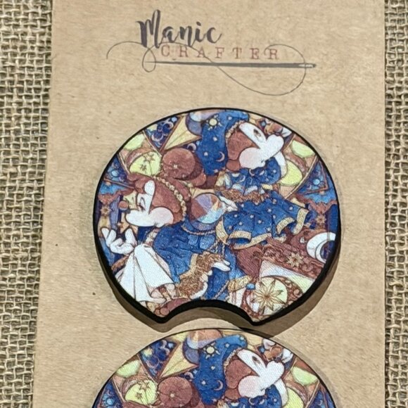 Mr & Ms Mouse Stained Glass Sublimation Car Coasters - Picture 2 of 3